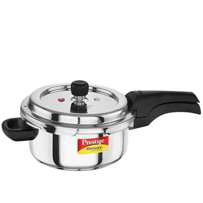 Prestige 3 Litre Stainless Steel Deluxe Alpha Svachh Outer Lid Pressure Cooker